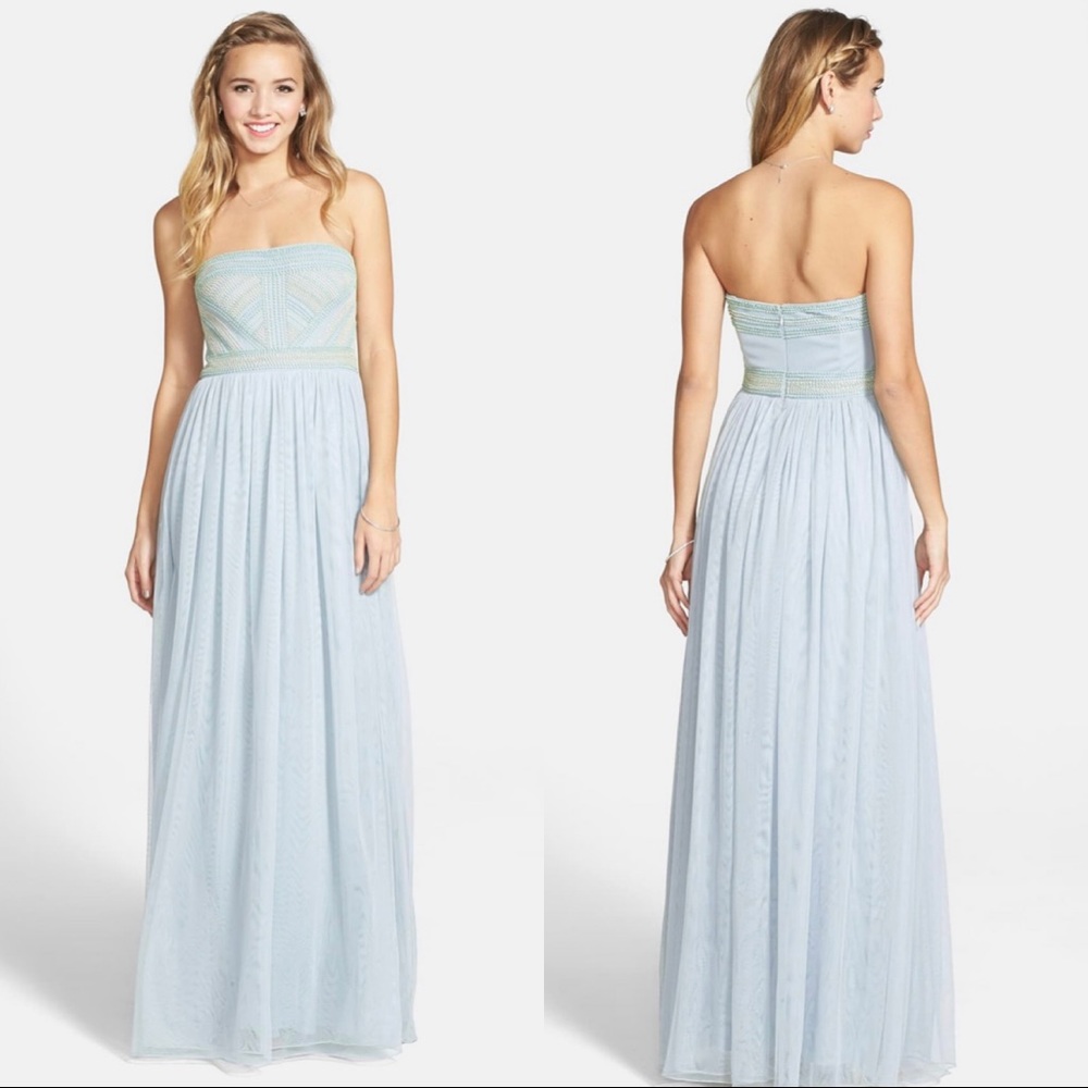 NEVER WORN! Beaded Chiffon Strapless Gown NWT